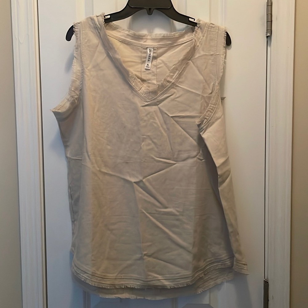 Zenana linen and rayon sleeveless top XL New
